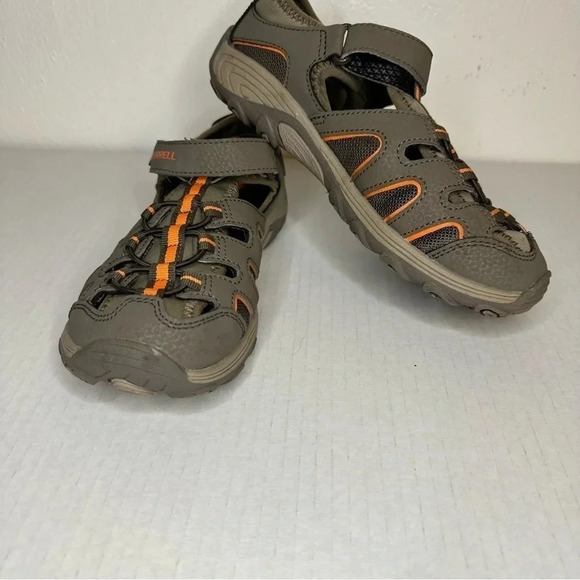 Merrell Hydro H2O Hiker Sandals Boys Size 3M Gray Orange Leather Strap - Picture 9 of 11